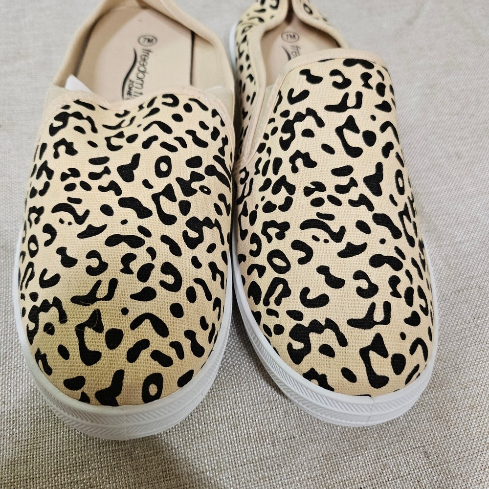Freedom Fit Zone Womens Slip On Shoes Leopard Print Comfort Size 7M New